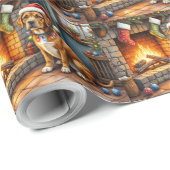 Cane Corso Fireplace with Christmas Lights ラッピングペーパー (ロールコーナー)