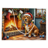 Cane Corso Fireplace with Christmas Lights ラージペーパーバッグ (裏面)