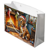 Cane Corso Fireplace with Christmas Lights ラージペーパーバッグ (裏面アングル)