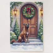 Cane Corso Grand Door Evergreen Christmas Art ジグソーパズル (縦)