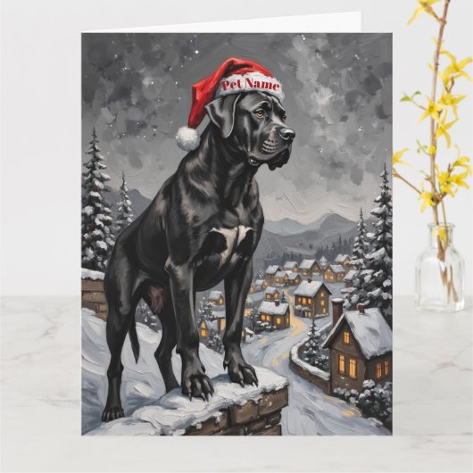 Cane Corso Guardian of the Christmas Village Hat カード (黄色い花)