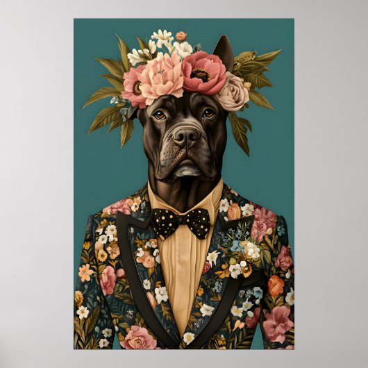 Cane Corso In Suit Poster, Cane Corso Portrait ポスター (正面)