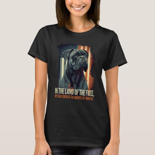 Cane Corso Italian Mastiff Dog Patriotic USA Ameri Tシャツ (正面)