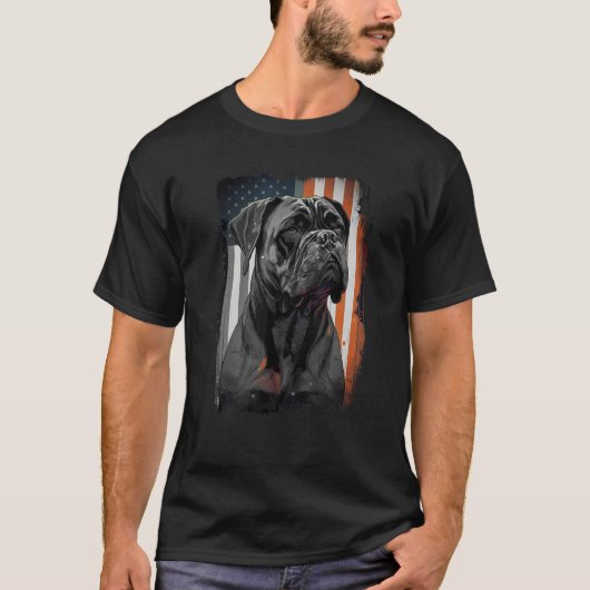 Cane Corso Italian Mastiff Dog Patriotic USA Ameri Tシャツ (正面)