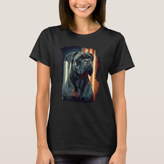 Cane Corso Italian Mastiff Dog Patriotic USA Ameri Tシャツ (正面)