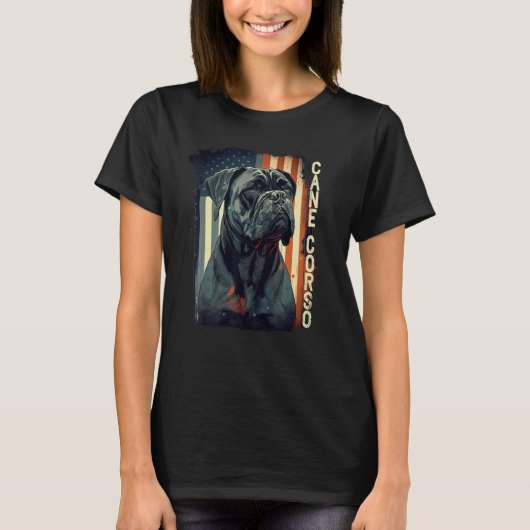 Cane Corso Italian Mastiff Dog Patriotic USA Ameri Tシャツ (正面)