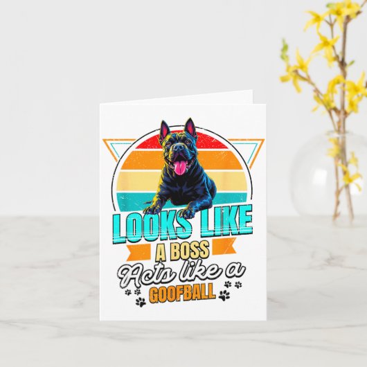 Cane Corso Lover Funny Cane Corso Retro カード (黄色い花)