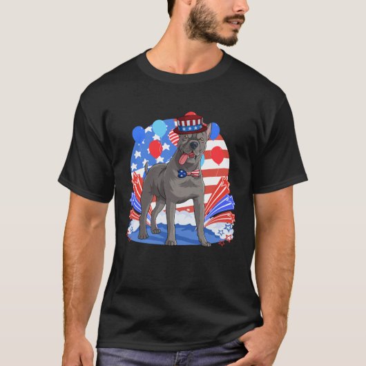 Cane Corso Merica 4th of July American Flag Patrio Tシャツ (正面)