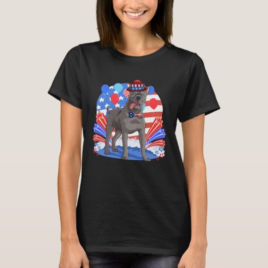 Cane Corso Merica 4th of July American Flag Patrio Tシャツ (正面)
