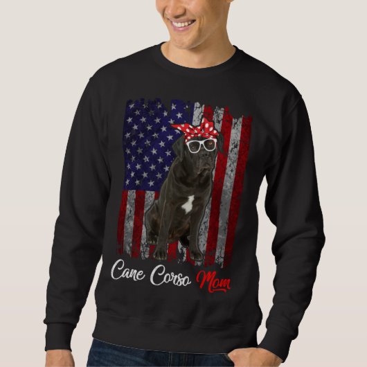 Cane Corso Mom American Flag スウェットシャツ (正面)