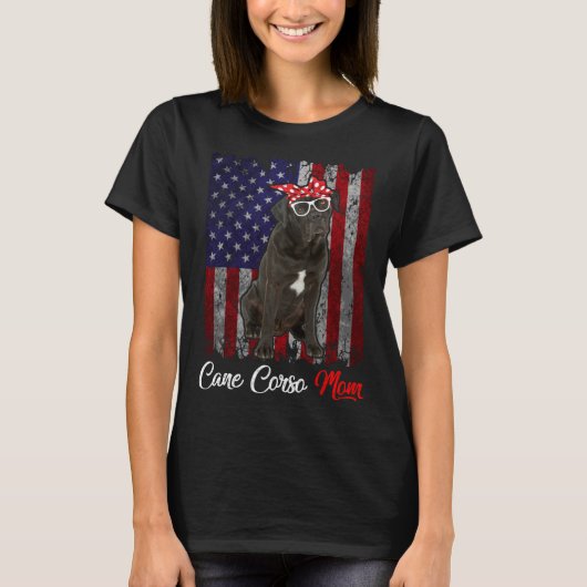 Cane Corso Mom American Flag Tシャツ (正面)