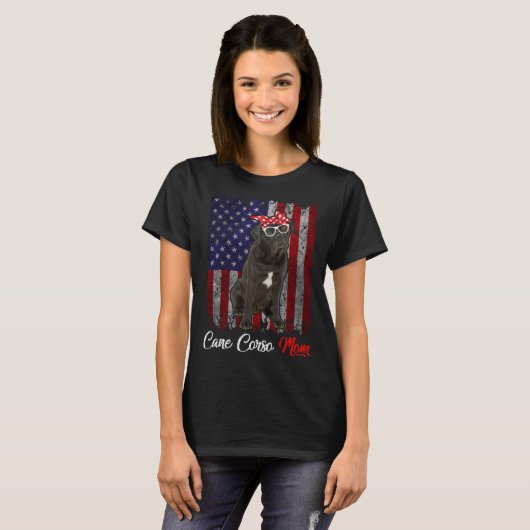 Cane Corso Mom American Flag Tシャツ (正面フル)