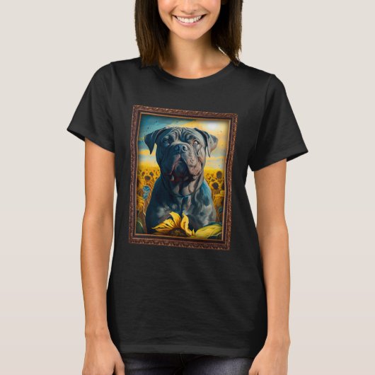 Cane Corso Painting Sunflower Flower Mom Women Flo Tシャツ (正面)