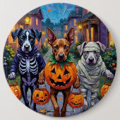 Cane Corso Trick-or-Treating in Halloween Costumes 缶バッジ (正面)