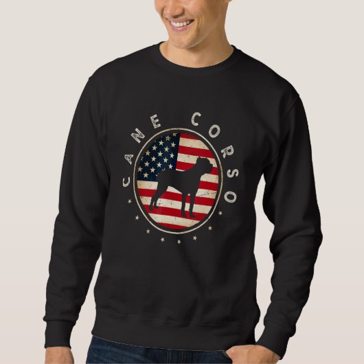 Cane Corso Usa Flag 4th July Dog Mom Dad スウェットシャツ (正面)