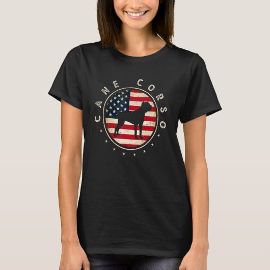 Cane Corso Usa Flag 4th July Dog Mom Dad Tシャツ (正面)