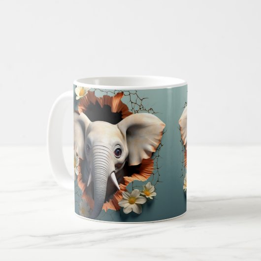 Caneca 3D Elefante コーヒーマグカップ (正面左)