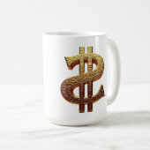 CANECA BRANCA CLÁSSICA -  CIFRÃO/TOM OURO コーヒーマグカップ (正面右)