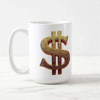 CANECA BRANCA CLÁSSICA -  CIFRÃO/TOM OURO コーヒーマグカップ