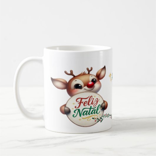 Caneca Branca Clássica - Edição Natal コーヒーマグカップ (左)
