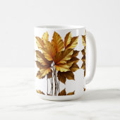 CANECA BRANCA CLÁSSICA - FOLHAGEM OURO コーヒーマグカップ (正面右)