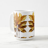 CANECA BRANCA CLÁSSICA - FOLHAGEM OURO コーヒーマグカップ (正面左)