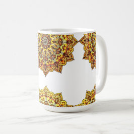 CANECA BRANCA CLÁSSICA - MANDALA TOM/OURO コーヒーマグカップ