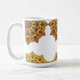 CANECA BRANCA CLÁSSICA - MANDALA TOM/OURO コーヒーマグカップ