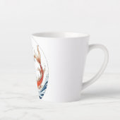 Caneca branca com design de peixes japoneses カフェラテマグ (右)