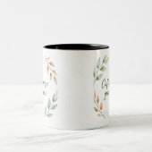 Caneca Café, Paz e Gratidão – Coroa de Folhas Aqua ツートーンマグカップ (中央)