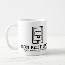  Caneca Clássica Branca de Louça Mon Petit Livre コーヒーマグカップ