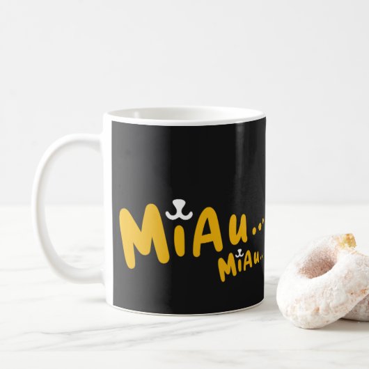 Caneca com Estampa de Gato - Preto e Amarelo コーヒーマグカップ (ドーナツ)