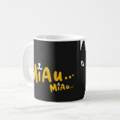 Caneca com Estampa de Gato - Preto e Amarelo コーヒーマグカップ (正面左)