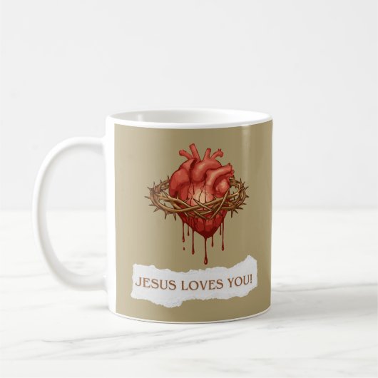 Caneca com Frase Motivacional "Jesus Ama Você" コーヒーマグカップ (左)