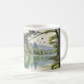 Caneca com ilustração de lago e floresta コーヒーマグカップ (正面右)