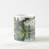 Caneca com ilustração de lago e floresta コーヒーマグカップ (中央)