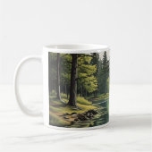 Caneca com ilustração de lago e floresta コーヒーマグカップ (左)