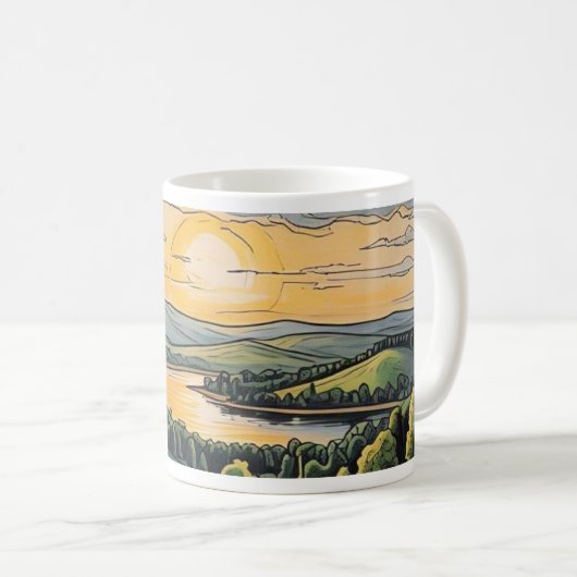 Caneca com ilustração do pôr do sol コーヒーマグカップ (正面右)