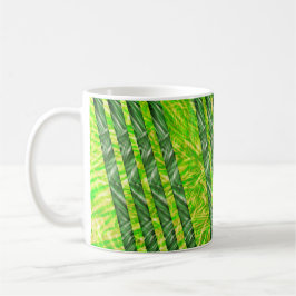 Caneca com riscos e faixas verdes, amarelo e oliva コーヒーマグカップ