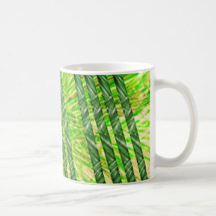 Caneca com riscos e faixas verdes, amarelo e oliva コーヒーマグカップ