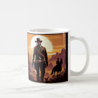 Caneca cowboy ao pôr do sol no deserto コーヒーマグカップ