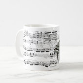 Caneca De Café Piano e partitura Music mugs piano コーヒーマグカップ (正面左)