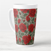 Caneca de café Rosas Vermelhas sobre Renda Branca カフェラテマグ (左アングル)