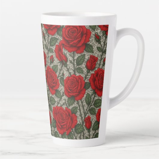 Caneca de café Rosas Vermelhas sobre Renda Branca カフェラテマグ (右)