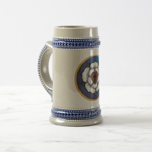 Caneca de cerveja com Rosa e citação de lutero ビールジョッキ (正面左)