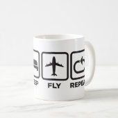 Caneca | EAT, SLEEP, FLY, REPEAT コーヒーマグカップ (正面右)