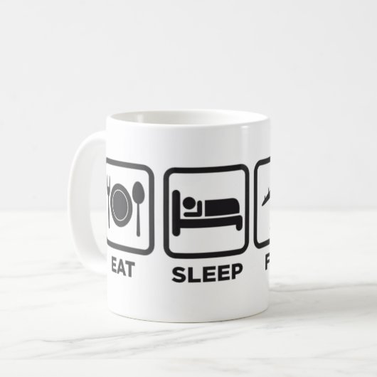 Caneca | EAT, SLEEP, FLY, REPEAT コーヒーマグカップ (正面左)