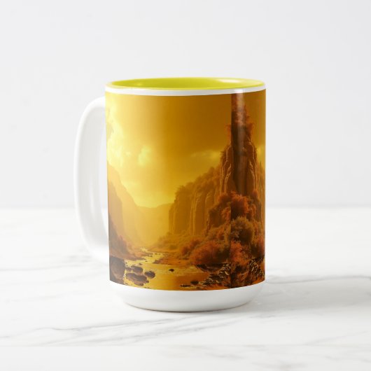 CANECA EM DOIS TONS - PAISAGEM OURO ツートーンマグカップ (正面左)