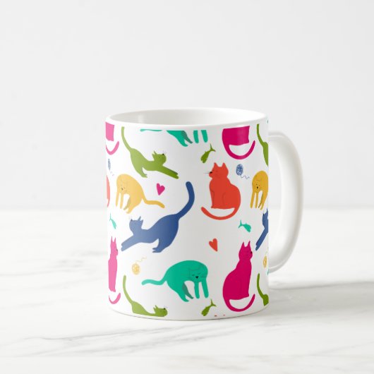Caneca Estampada Com Gatos - Colorida  コーヒーマグカップ (正面右)