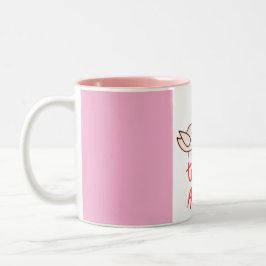 caneca estampada ´pássaros romântica com coração ツートーンマグカップ